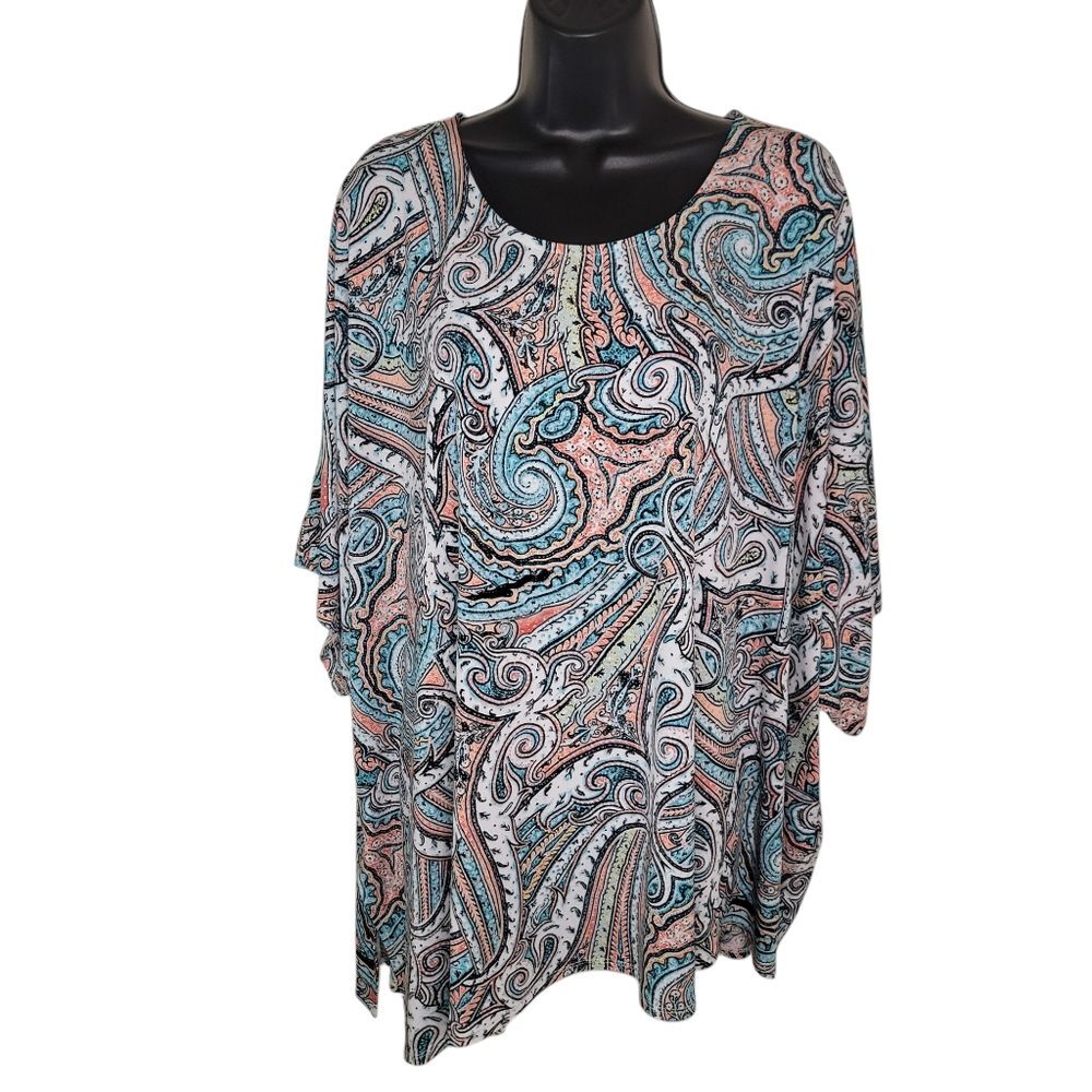 Vip Knits Avenue asymmetric hem paisley print blouse top 22/24